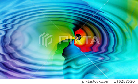Bright abstract colorful liquid background, circles from a drop on multicolor water 136298520