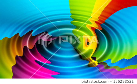 Bright abstract colorful background, circles from a drop on multicolor water 136298521