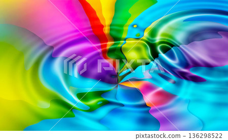 Bright abstract colorful liquid background, circles from a drop on multicolor water, 136298522