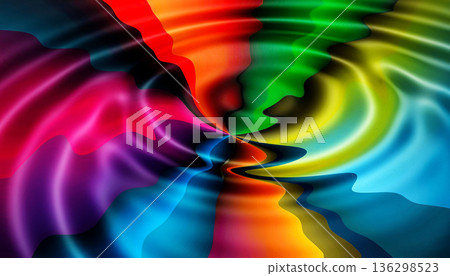 Bright abstract colorful liquid background, circles from a drop on multicolor water 136298523