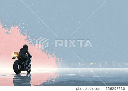 雨夜中摩托車的剪影 | 都市與電影般的騎乘畫面 136298530