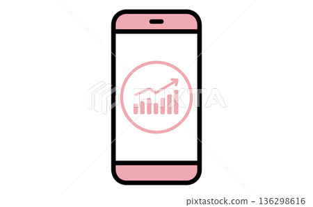 Business data analysis illustration of a smartphone displaying a graph showing growth Business data analysis illustration of a smartphone displaying a graph showing growth 136298616