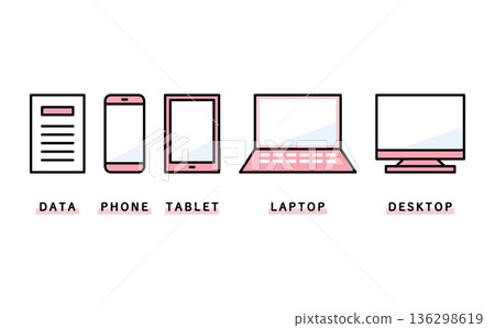 An illustration of the overall picture of business data management, expressed using paper, smartphone, tablet, laptop, and desktop An illustration of the overall picture of business data management, expressed using paper, smartphone, tablet, laptop, and desktop 136298619