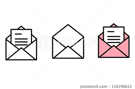 Set of business icon illustrations for email, inquiries, and contact Set of business icon illustrations for email, inquiries, and contact 136298622