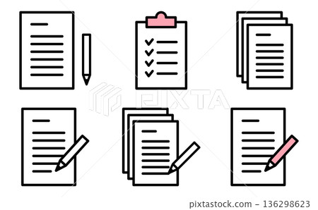 一套簡潔的清單和文件圖標，非常可愛。 136298623