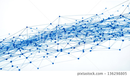 網路連接技術抽象藍點線數位背景素材白色背景人工智慧通信 136298805