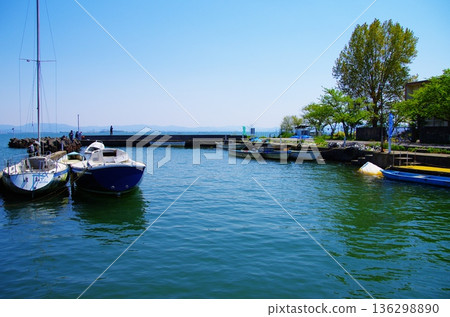 Lake Biwa Port and Blue Sky - A Calm Waterside Scene Lake Biwa Port and Blue Sky - A Calm Waterside Scene 136298890