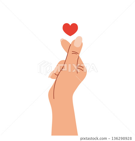 Hand Making Korean Finger Heart Symbol of Love and Affection. Illustration. 136298928
