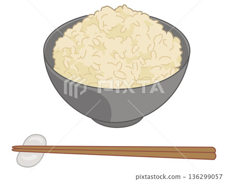 圖示：糙米、筷子和筷架 136299057