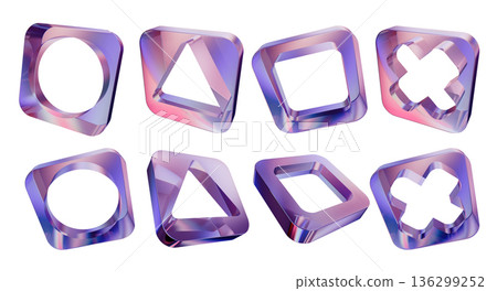 3D controller button set, transparent joystick game sign, y2k crystal geometric acrylic shape blocks 3D controller button set, transparent joystick game sign, y2k crystal geometric acrylic shape blocks 136299252