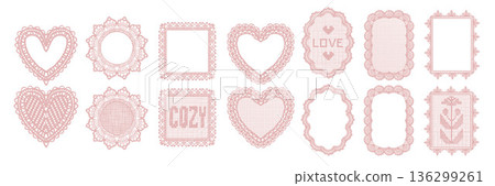 Romantic lace frame, hand drawn elegant dollies napkin border, doodle holiday wedding decoration set Romantic lace frame, hand drawn elegant dollies napkin border, doodle holiday wedding decoration set 136299261