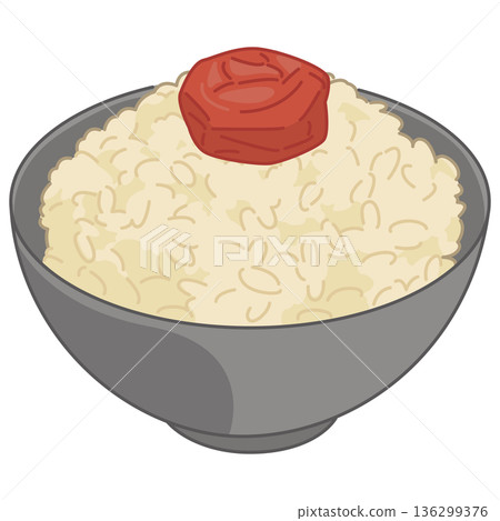 糙米和醃梅插圖 136299376