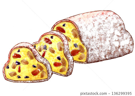 Delicious hand-drawn illustration of stollen 136299395