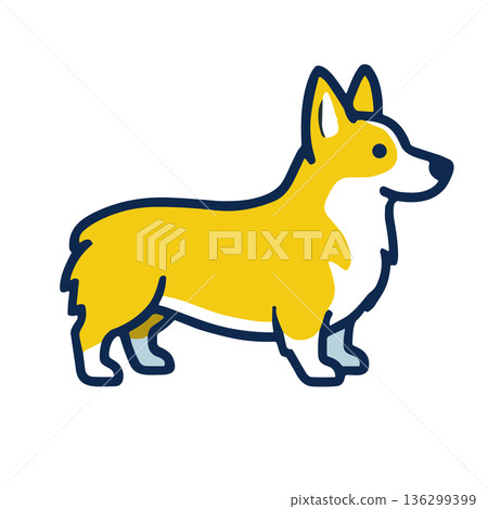 柯基犬角色的簡單向量插圖 柯基犬角色的簡單向量插圖 136299399