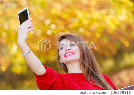 Gorgeous girl taking selfie. Gorgeous girl taking selfie. 136299518