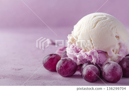 Grape and vanilla ice cream AI image Grape and vanilla ice cream AI image 136299704