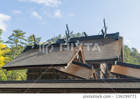 The main hall of Izumo Taisha Shrine in Taishacho, Izumo City, Shimane Prefecture, Japan 136299771