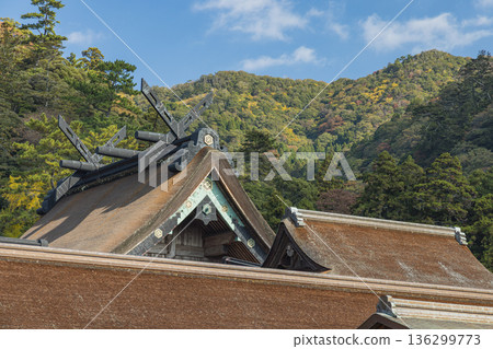 The main hall of Izumo Taisha Shrine in Taishacho, Izumo City, Shimane Prefecture, Japan 136299773