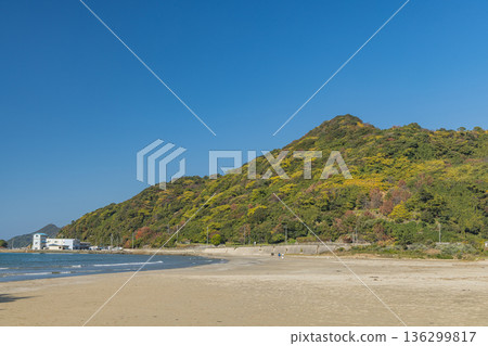 日本島根縣出雲市大社町稻佐海灘景色 136299817