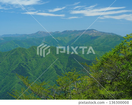 The fresh green Daibosatsu mountain range seen from Honshagamaru 136300008