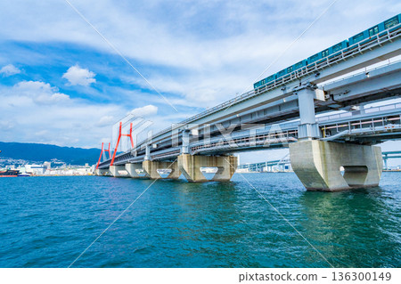 Kobe City, Hyogo Prefecture: Rokko Bridge as seen from Rokko Island Kobe City, Hyogo Prefecture: Rokko Bridge as seen from Rokko Island 136300149
