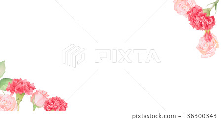 母親節康乃馨留言卡畫水彩 136300343