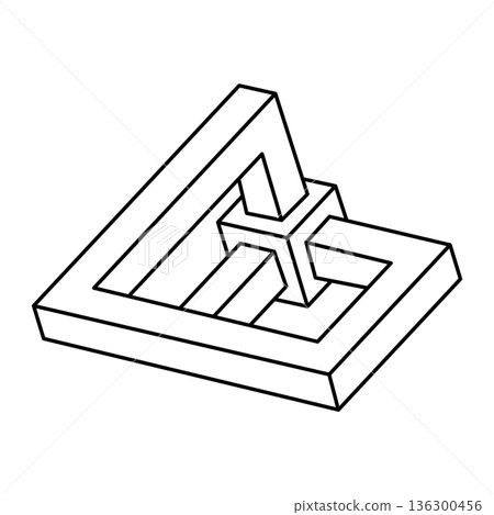 Impossible object. Optical illusion shape. 3d illustration. Op art figure. Impossible object. Optical illusion shape. 3d illustration. Op art figure. 136300456