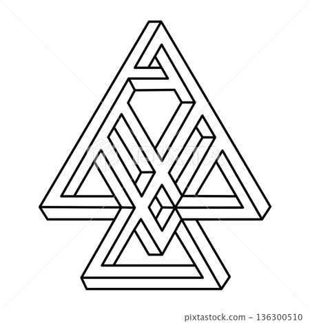 Impossible shape. Optical illusion figures. Optical art object. Line art.  136300510