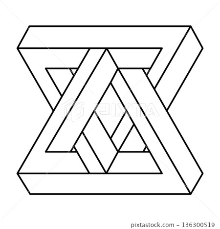 Impossible optical illusion shape. Optical art object. Impossible figures. Line art.  136300519