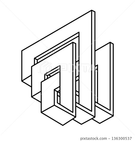 Impossible optical illusion shapes. Opt art object. Impossible figures. Line art.  136300537