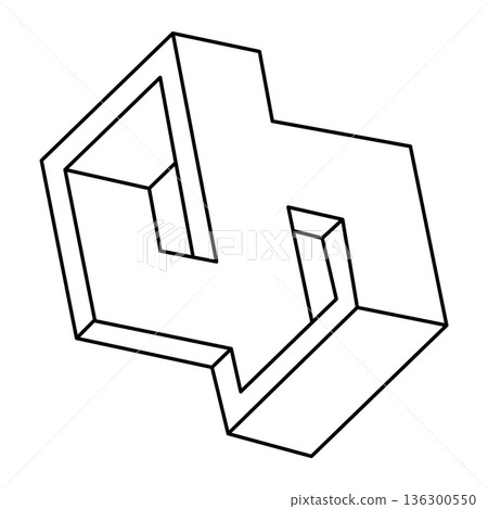 Optical illusion shapes. Impossible objects. Optical art figures. Line art. Optical illusion shapes. Impossible objects. Optical art figures. Line art. 136300550
