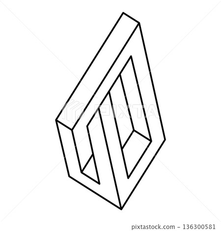 Impossible shape. Line design. Isolated on a white background. Optical illusion object. Op art. Impossible shape. Line design. Isolated on a white background. Optical illusion object. Op art. 136300581