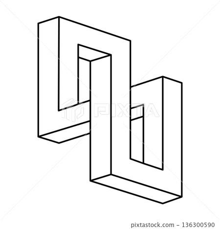 Impossible objects. Line geometric shape. Optical illusion figure. Impossible objects. Line geometric shape. Optical illusion figure. 136300590