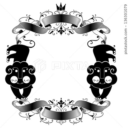 frame, vintage, lion 136301079