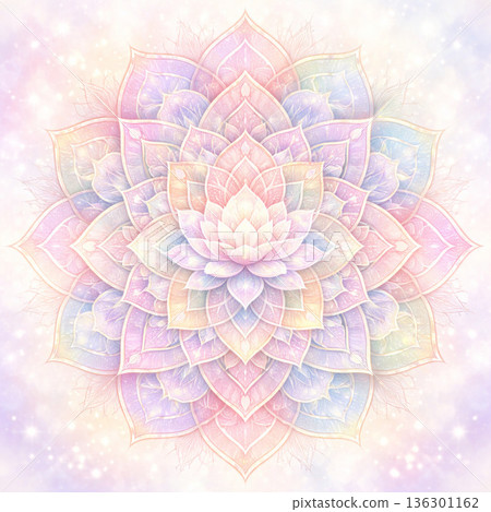 Fantastic mandala art: Soothing and harmonious pastel colors 136301162