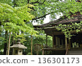 Ojo Gokuraku-in Temple and green maples at Sanzen-in Temple in Ohara, Kyoto (Sakyo Ward, Kyoto City) 136301173