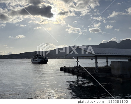 Morning Seto Inland Sea_JR West Miyajima Ferry Misen coming from Miyajima 136301190