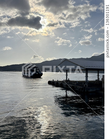 Morning Seto Inland Sea_JR West Miyajima Ferry Misen coming from Miyajima_Miyajima Ferry Terminal Morning Seto Inland Sea_JR West Miyajima Ferry Misen coming from Miyajima_Miyajima Ferry Terminal 136301191