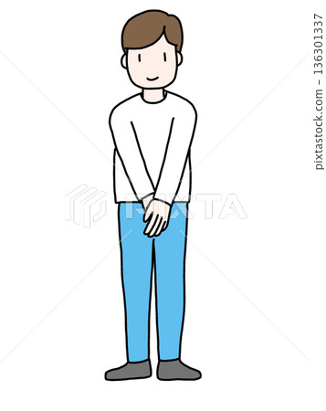 A man wearing long sleeves and denim facing forward A man wearing long sleeves and denim facing forward 136301337