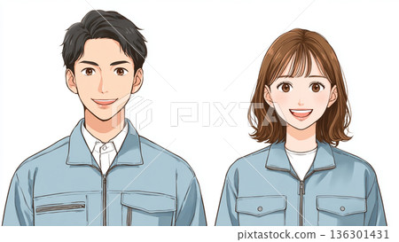 身著工作服的年輕男女員工 136301431
