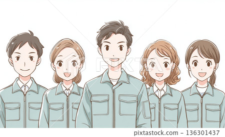 身著工作服的年輕男女員工 136301437