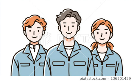 身著工作服的年輕男女員工 136301439