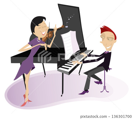 piano, violin, vector 136301700