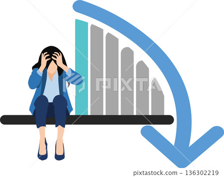 Illustration of a woman having trouble at work 136302219