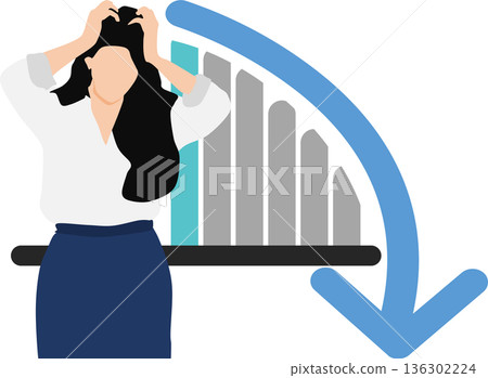 Illustration of a woman having trouble at work 136302224