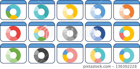 Pie chart graphic material illustration set Pie chart graphic material illustration set 136302228