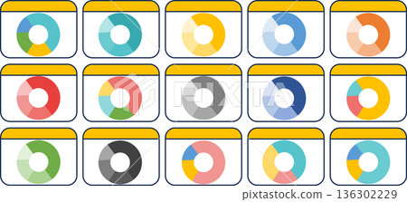Pie chart graphic material illustration set Pie chart graphic material illustration set 136302229
