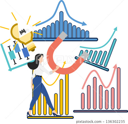 Illustration of a businesswoman with an idea Illustration of a businesswoman with an idea 136302235