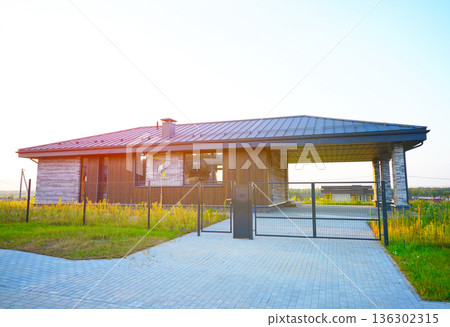 Modern Scandinavian Barnhouse Project. Contemporary barn design as suburb house. Barn House  136302315
