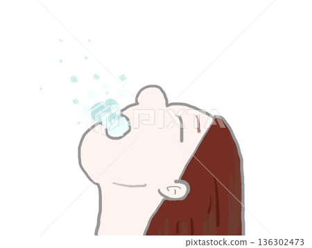 Profile of a woman gargling while looking up 136302473